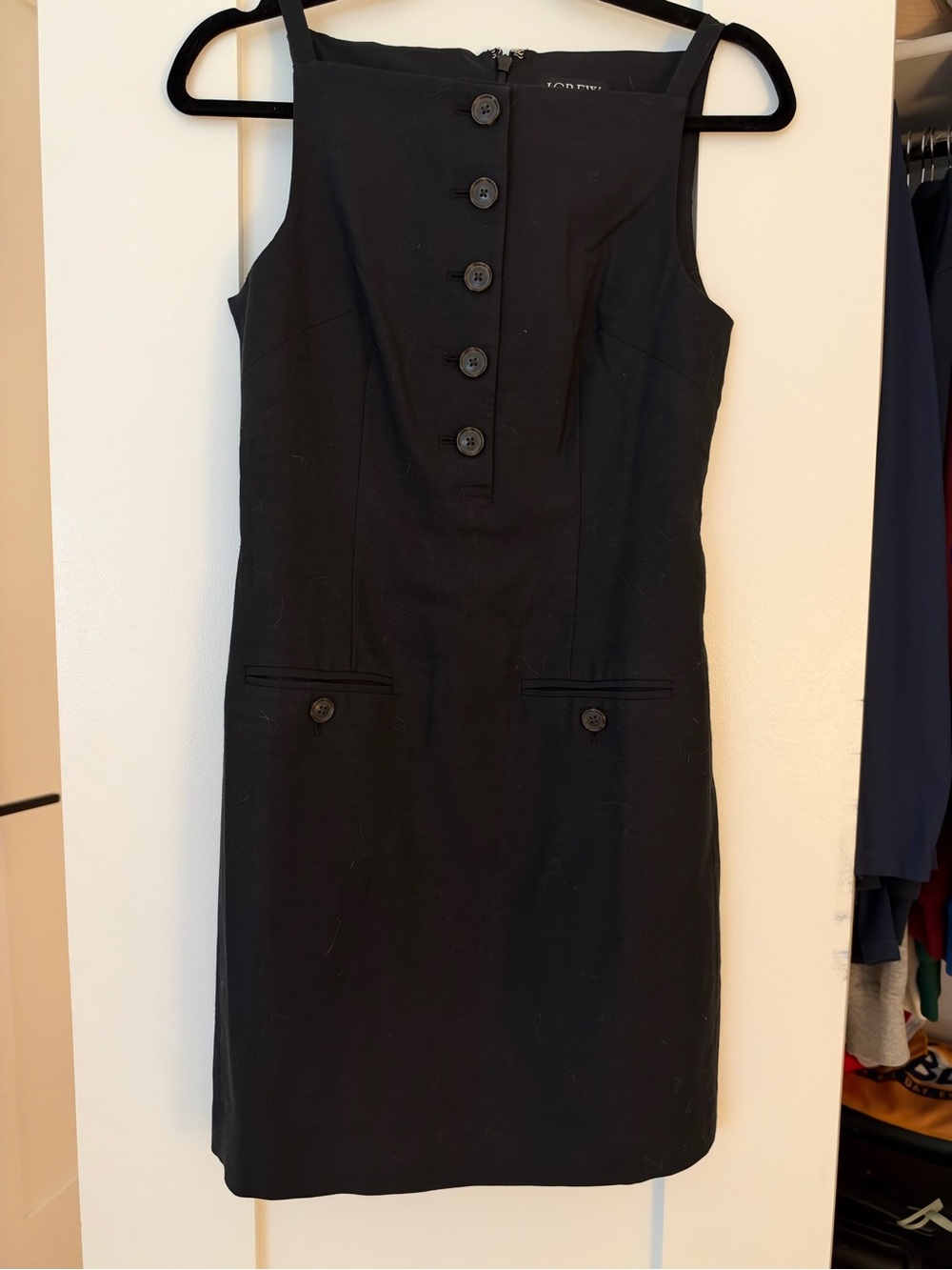 J. Crew Black Button-Front Mini Sheath Dress